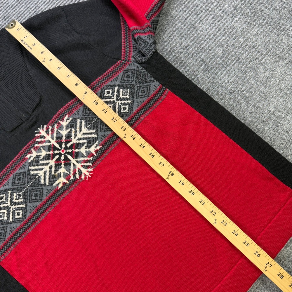 Eddie Bauer Sport Mens Medium Red Black 100% Merino Wool Snowflake Sweater - Picture 12 of 14